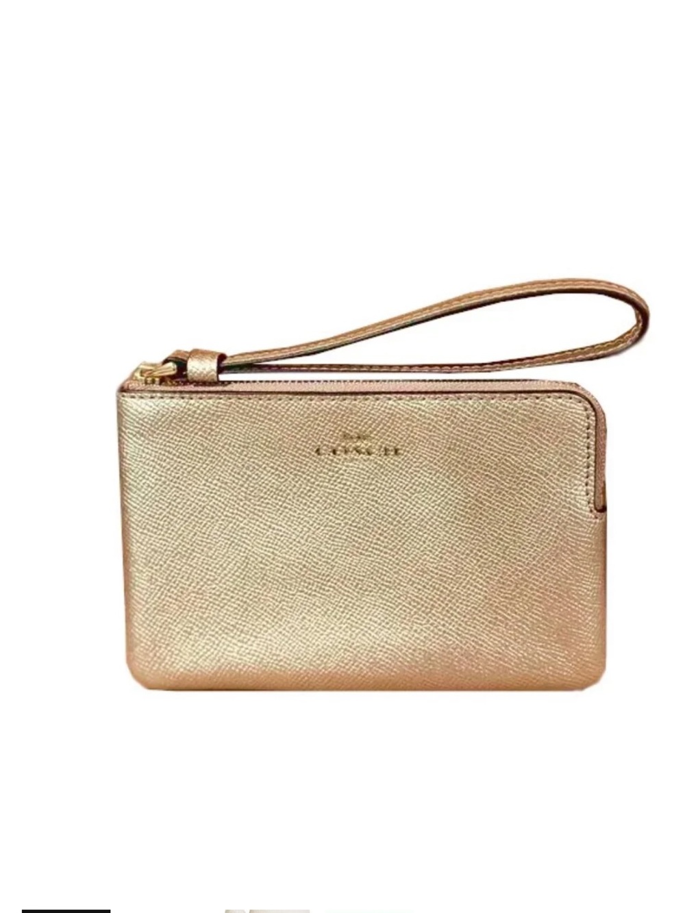 Coach Metallic Gold Corner Zip Wristlet